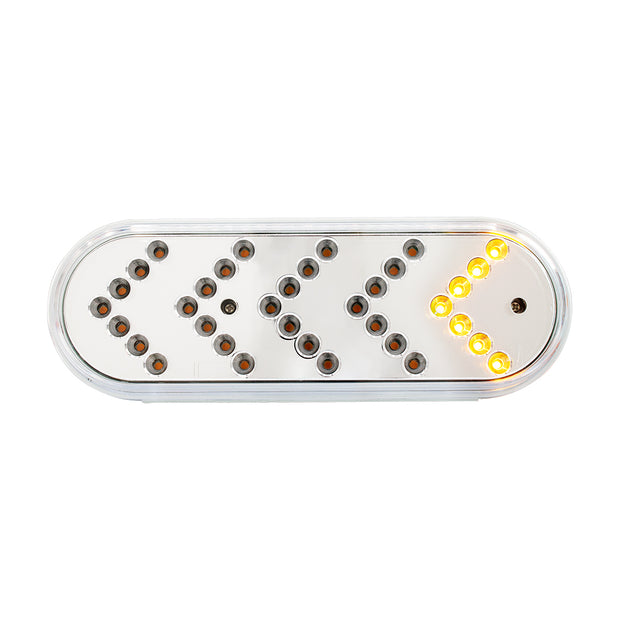 35 LED 6" Reflector Oval Sequential Turn Signal Light - Amber LED/Clear Lens