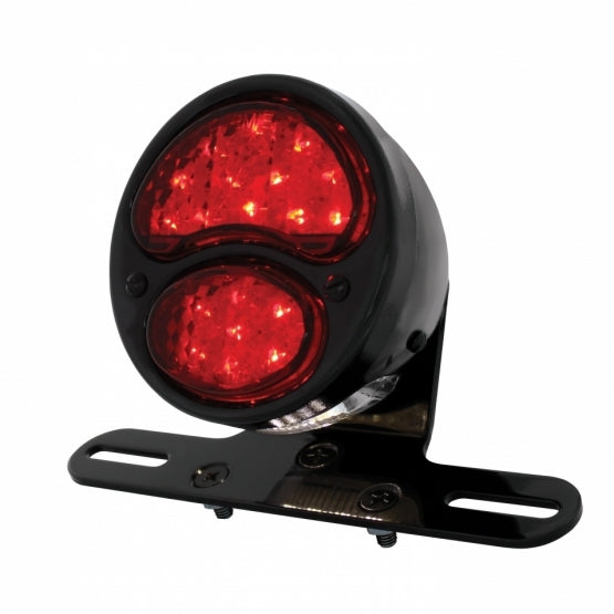 Black Motorcycle Rear Fender Mounting Bracket With 1928 LED "DUO Lamp" Tail Light