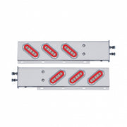 2-1/2" Bolt Pattern SS Spring Loaded Bar With 6X 22 Red LED 6" Oval GloLight & Visor -Clear Lens (Pair)