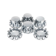 Dome Axle Cover Combo Kit With 33mm Cylinder Thread-On Nut Covers - Chrome