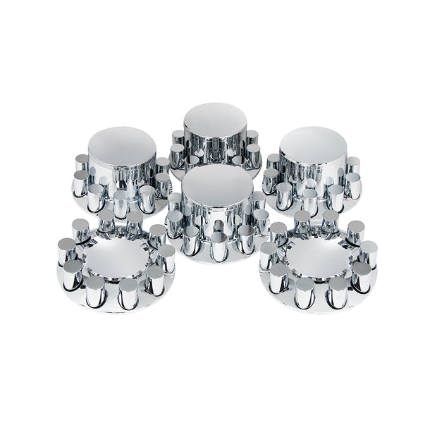 Dome Axle Cover Combo Kit With 33mm Cylinder Thread-On Nut Covers - Chrome
