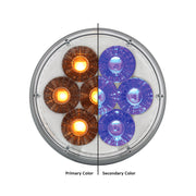 14 LED 4" Round Double Fury Light (Turn Signal) - Amber & Blue LED/Clear Lens