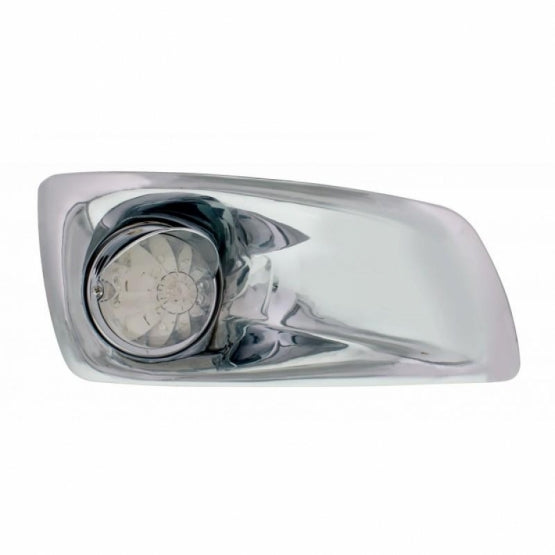 Fog Light Cover With 17 Amber LED Hi/Lo Watermelon Light &amp; Visor For 2007-17 KW T660- Passenger -Clear Lens