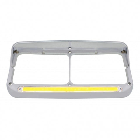 24 LED Rectangular Dual Headlight Bezel With Visor & GloLight - Amber LED/Clear Lens