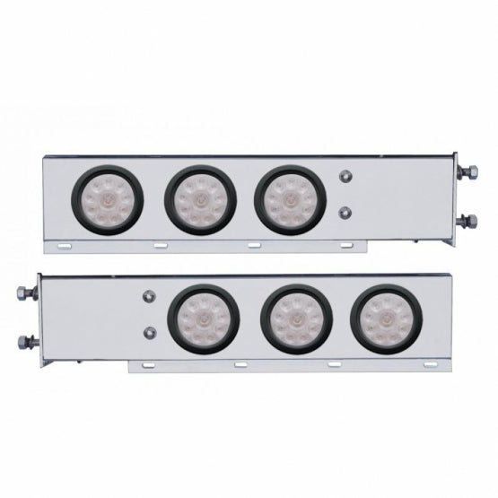 2-1/2" Bolt Pattern SS Spring Loaded Bar With 6X 4" 10 LED Lights -Red LED/Clear Lens (Pair)