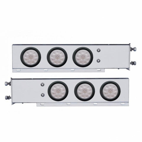 2-1/2" Bolt Pattern SS Spring Loaded Bar With 6X 4" 10 LED Lights -Red LED/Clear Lens (Pair)