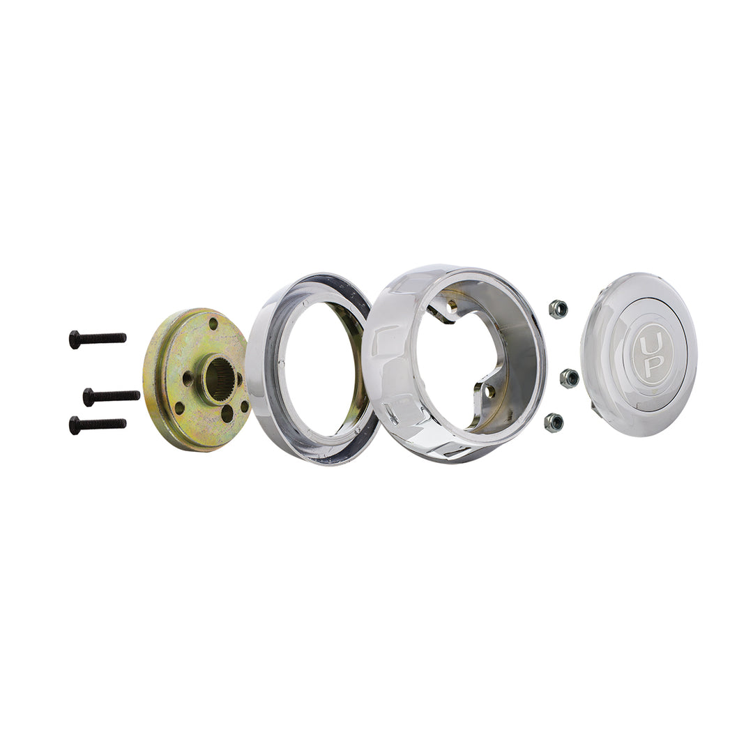 Chrome Steering Wheel Hub &amp; Horn Button Kit For Kenworth (1995-1997) &amp; Peterbilt (1993-1998)