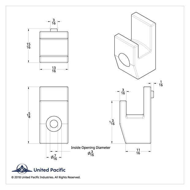 Peterbilt Sleeper Curtain Hook (Card of 2)