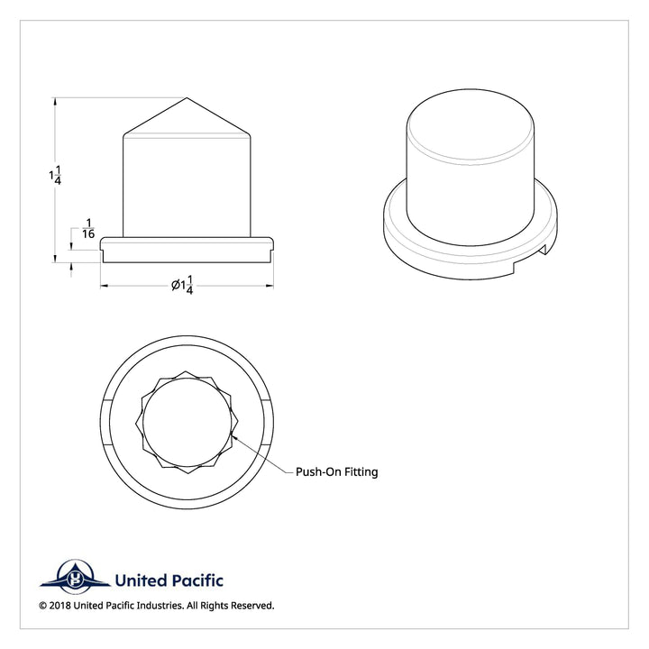 5/8" X 1-1/4" Chrome Plastic Pointed Nut Cover - Push-On