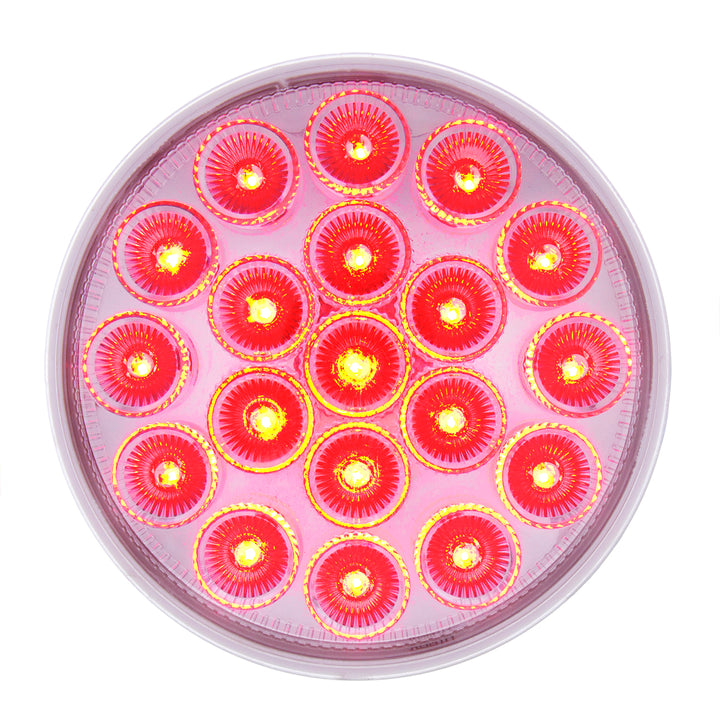19 LED 4" Round Double Fury Light (Stop, Turn, Tail) With Warning Light - Red &amp; Amber LED/Clear Lens