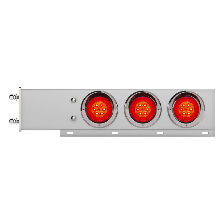 3-3/4" Bolt Pattern Chrome Spring Loaded Bar With 6X 4" 16 Red LED Turbine Lights &amp; Visors - Red Lens (Pair)
