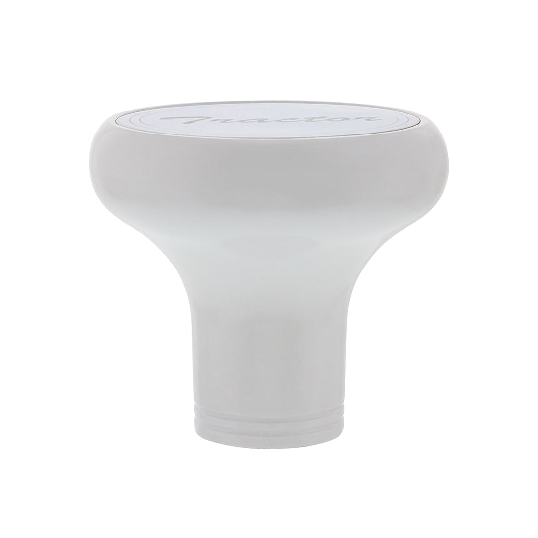 Deluxe Aluminum Screw-On Air Valve Knob With Stainless "Tractor" Plaque - Pearl White