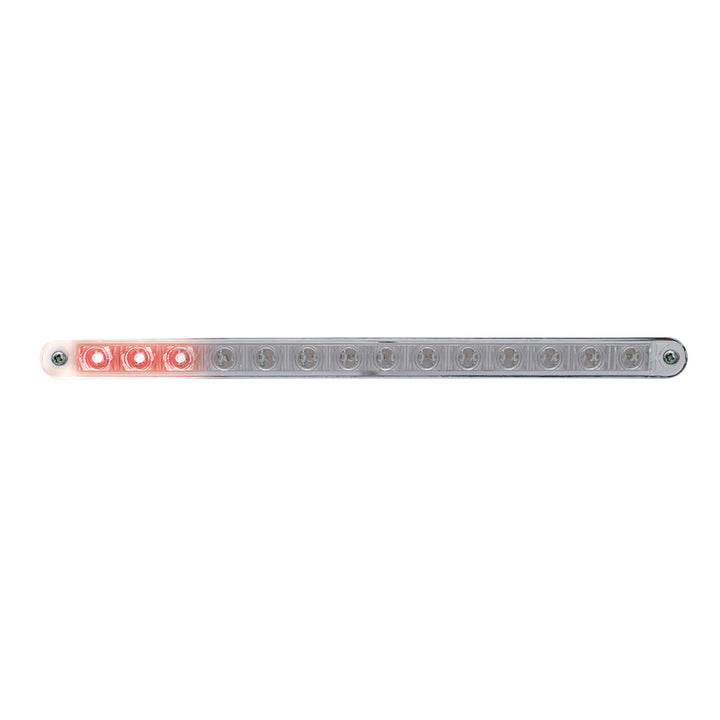 14 LED 12" Sequential Light Bar With Bezel - Red LED/Clear Lens