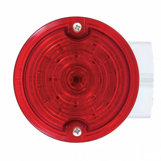 21 LED 3-1/4" Dual Function Signal Light For Harley Motorcycle With Housing - Red LED/Red Lens