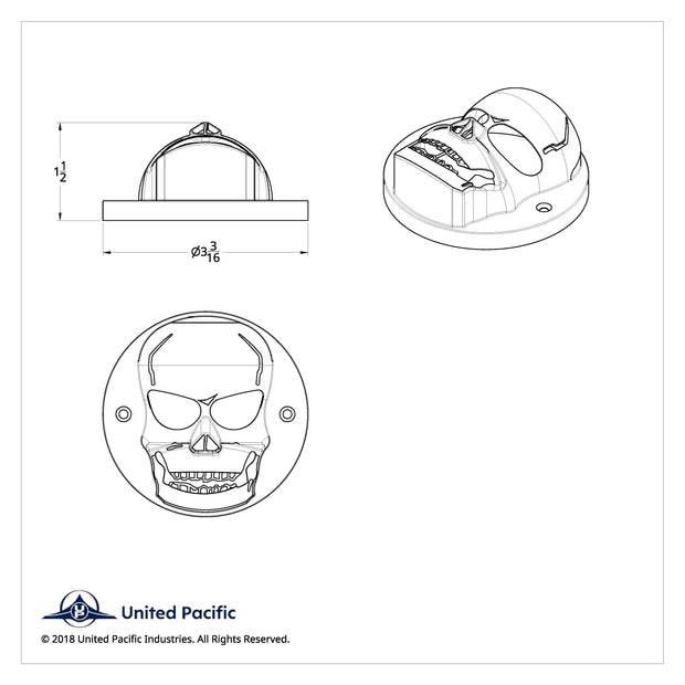 Chrome 3D Skull Light Bezel For 2" Round Light