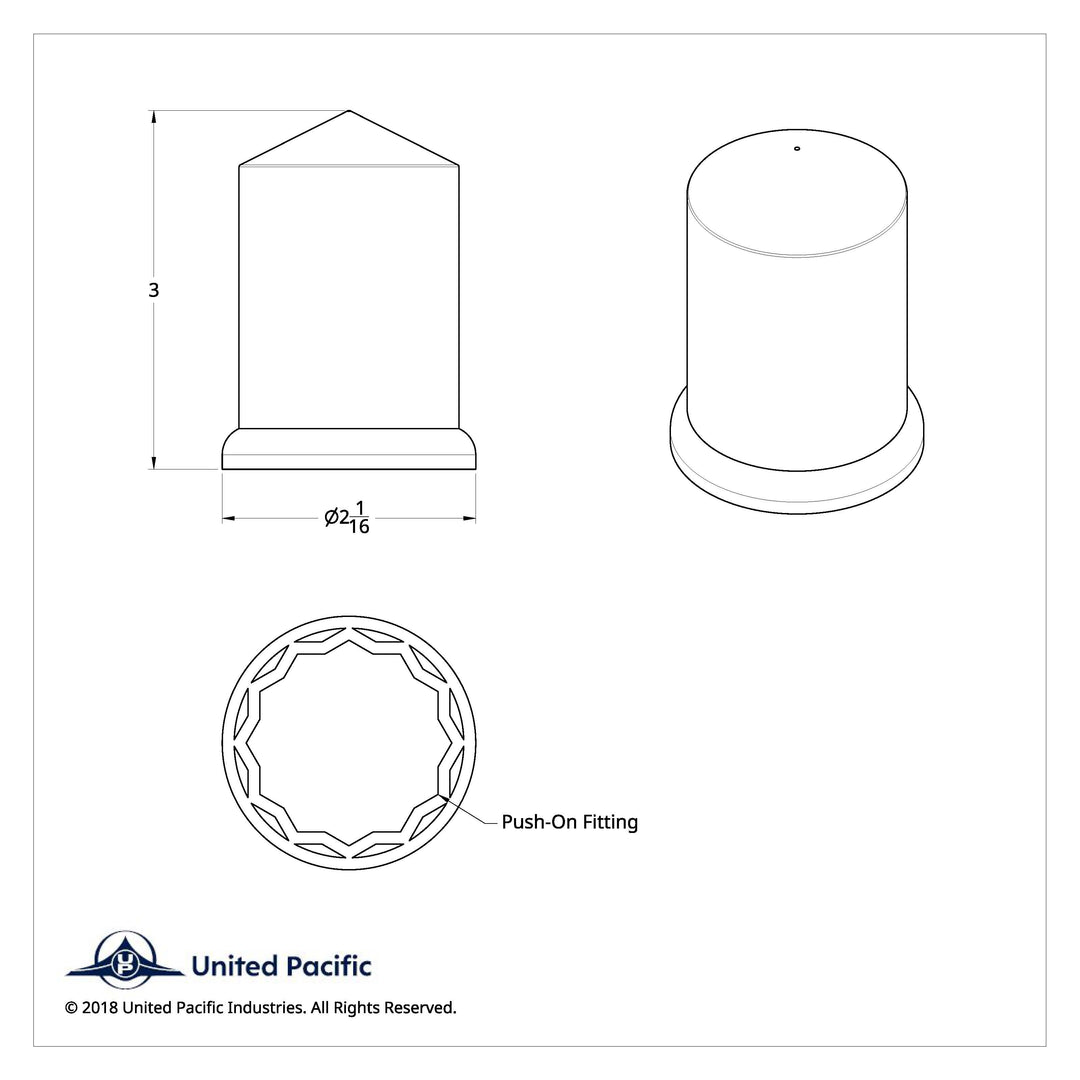 1-1/2" X 3" Chrome Plastic Pointed Nut Covers - Push-On (20-Pack)