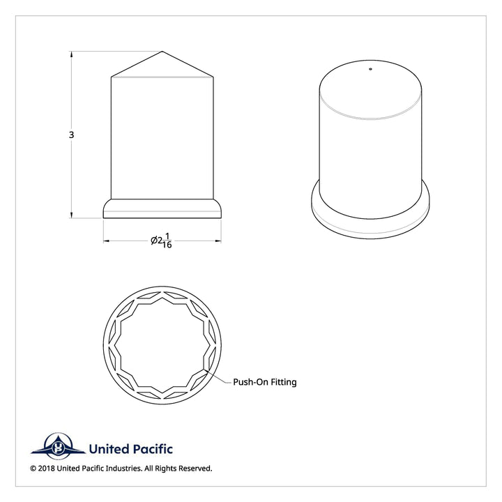 1-1/2" X 3" Chrome Plastic Pointed Nut Covers - Push-On (20-Pack)