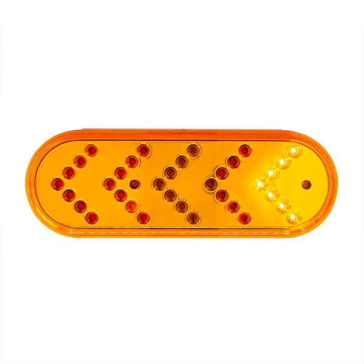 35 LED 6" Reflector Oval Sequential Turn Signal Light - Amber LED/Amber Lens