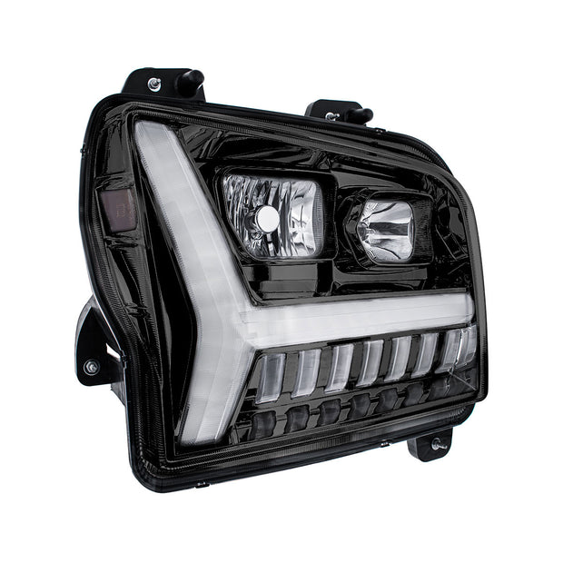 Blackout Headlight With LED DRL Light Bar & Turn Signal For 2018-2024 Kenworth W990-Passenger