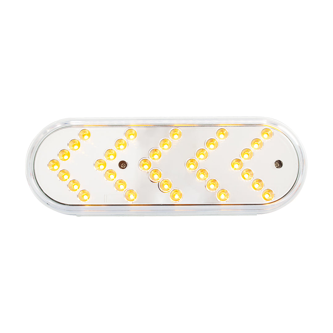 35 LED 6" Reflector Oval Sequential Turn Signal Light - Amber LED/Clear Lens