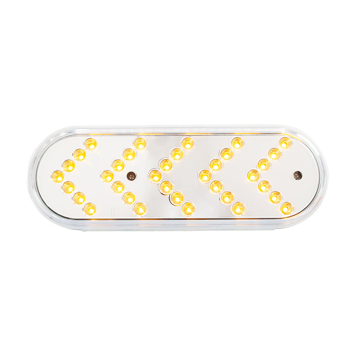 35 LED 6" Reflector Oval Sequential Turn Signal Light - Amber LED/Clear Lens