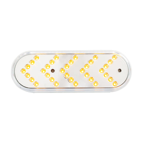 35 LED 6" Reflector Oval Sequential Turn Signal Light - Amber LED/Clear Lens