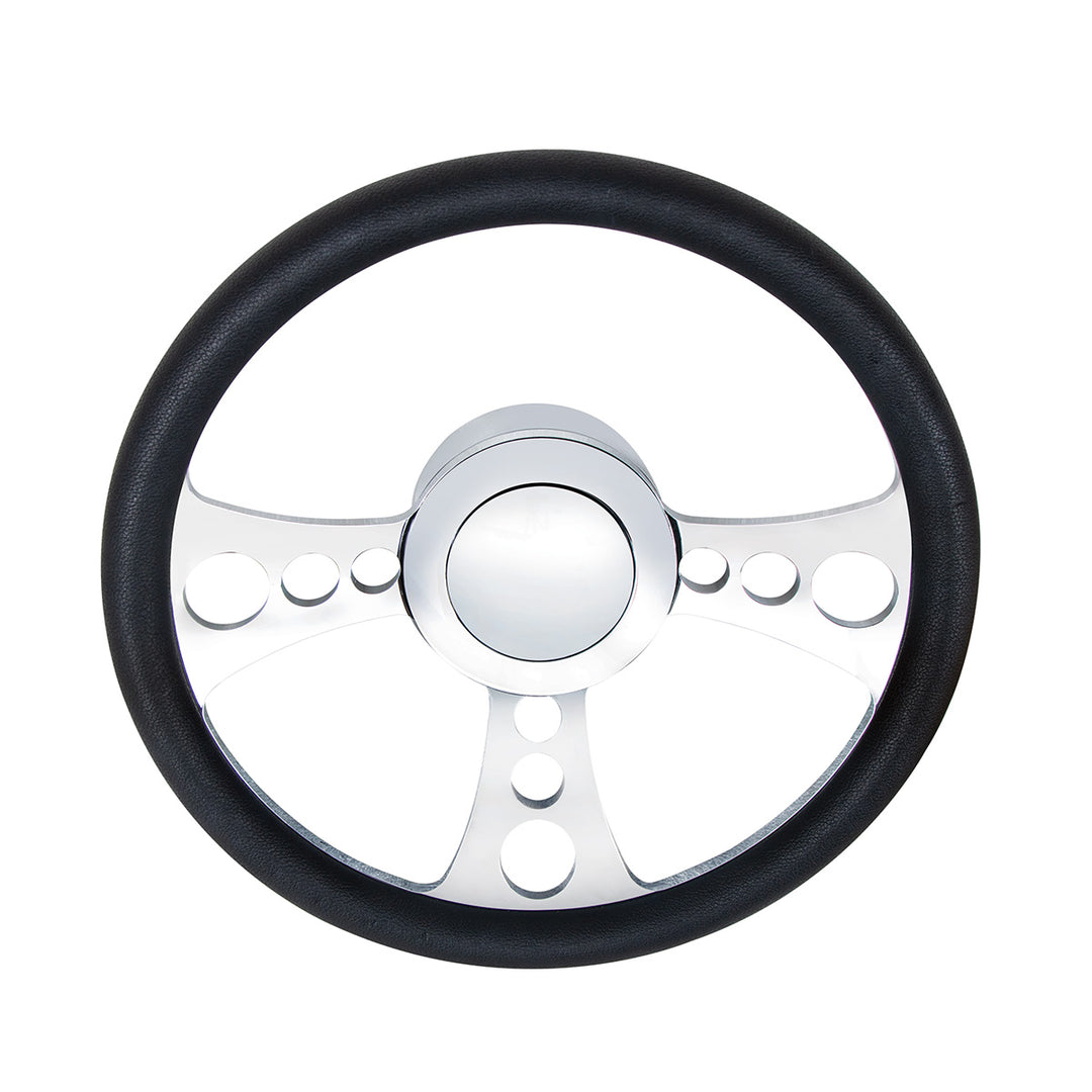 Chrome Aluminum 3-Bolt Hub Adapter for 9-Screw Steering Wheel