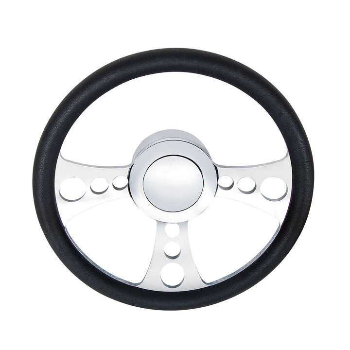 Chrome Aluminum 3-Bolt Hub Adapter for 9-Screw Steering Wheel