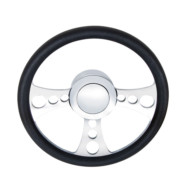 Chrome Aluminum 3-Bolt Hub Adapter for 9-Screw Steering Wheel