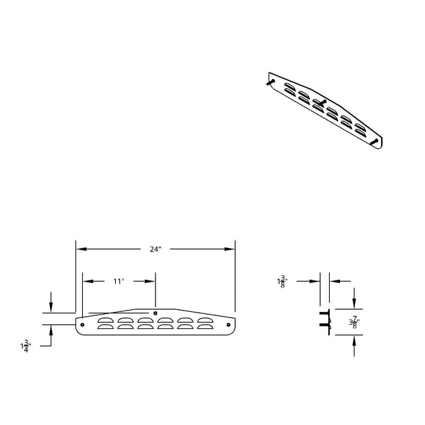 4" X 24" Louvered Bottom Mud Flap Plate -Welded Stud