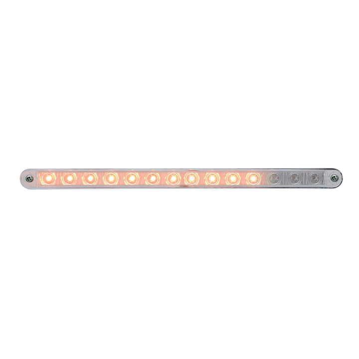 14 LED 12" Sequential Light Bar With Bezel - Amber LED/Clear Lens