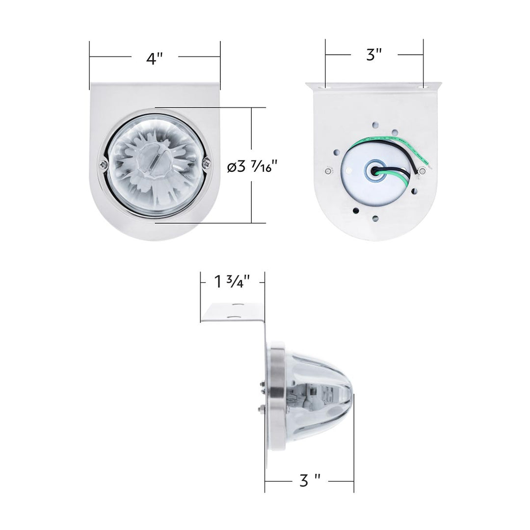 Star-Burst Glass Watermelon Light With Stainless Steel Light Bracket Kit-White LED/Clear Lens