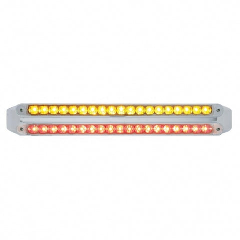 Dual 19 LED 12" Reflector Light Bars - Amber & Red LED/Clear Lens