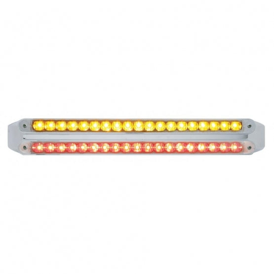 Dual 19 LED 12" Reflector Light Bars - Amber & Red LED/Clear Lens