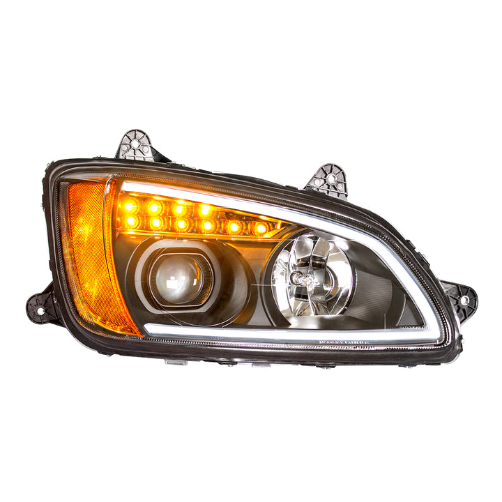 Blackout Projection Headlight With LED Turn Signal &amp; Position Light For 2008-2017 Kenworth T660 - Passenger