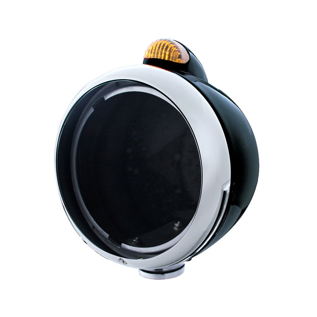 Black Guide 682-C Headlight No Bulb With Dual Mode LED Signal - Amber Lens