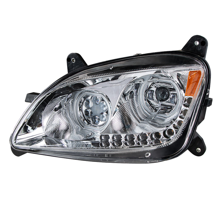 Chrome 10 LED Headlight For Peterbilt 587 (2010-2016) &amp; 579 (2012-2021)- Driver Side