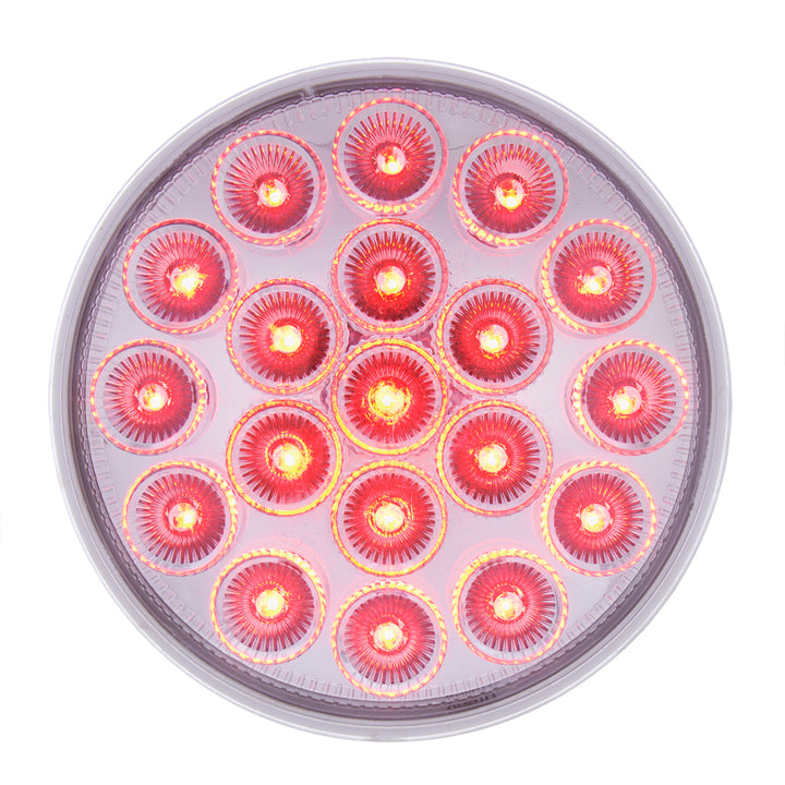 19 LED 4" Round Double Fury Light (Stop, Turn, Tail) With Warning Light - Red &amp; Amber LED/Clear Lens