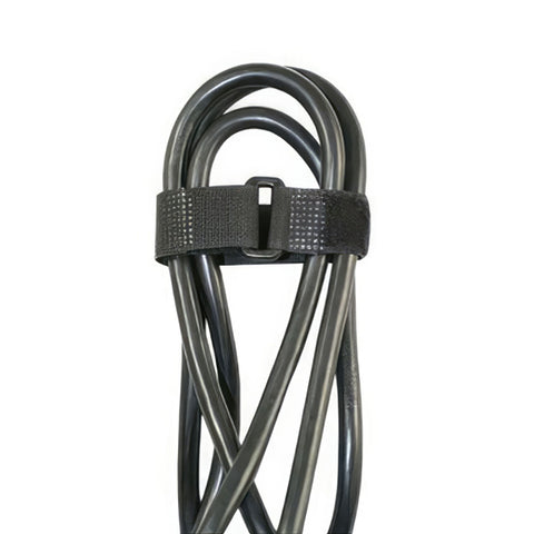 8" x 3/4"  Black Hook & Loop Velcro Strip-Tie Fasteners with Buckle (8-Pack)