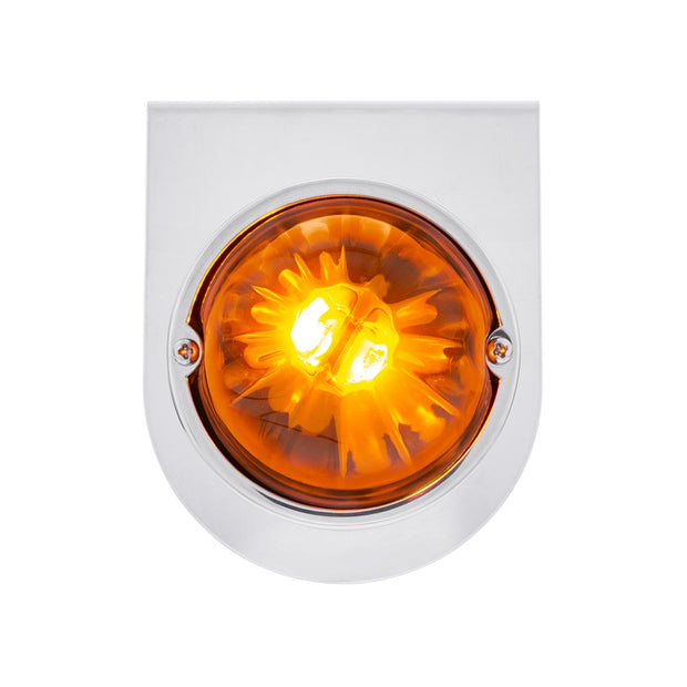 Star-Burst Glass Watermelon Light With Stainless Steel Light Bracket Kit-Amber LED/Dark Amber Lens