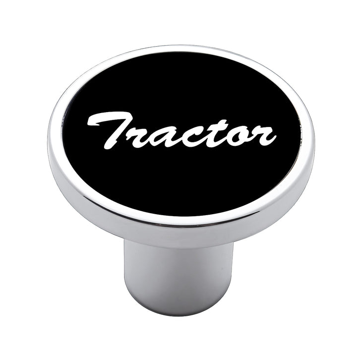 Aluminum Screw-On Air Valve Knob With Tractor Script Sticker - Black Sticker