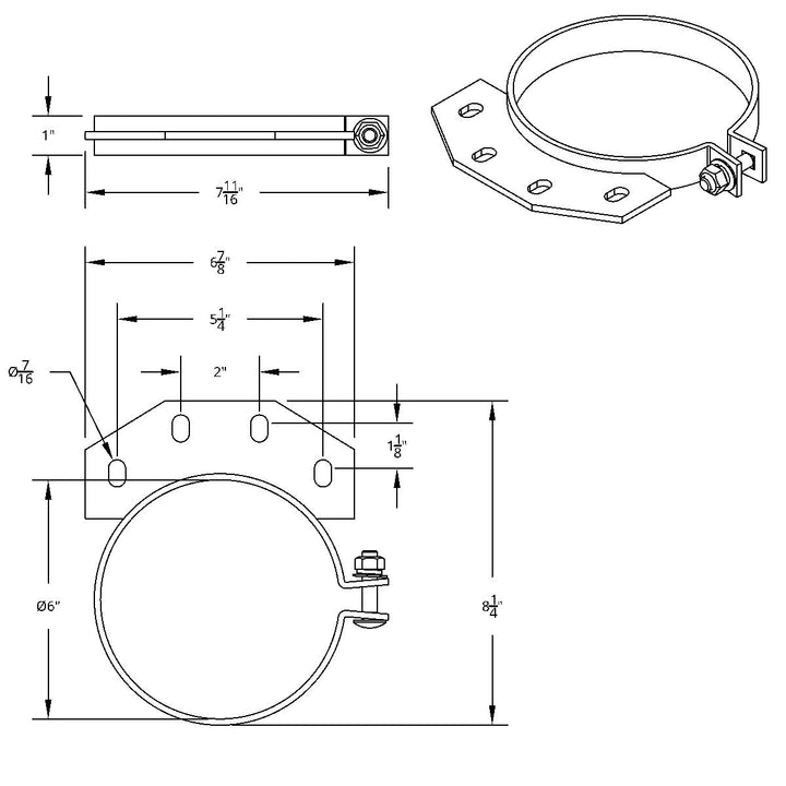 6" Chrome Exhaust Clamp For Peterbilt Ultra Cab