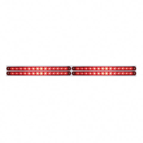 Chrome Top Mud Flap Plate With Four 14 LED 12" Light Bars - Red LED/Red Lens (Each)
