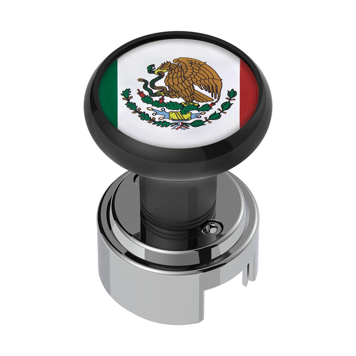Thread-On Gearshift Knob With 13/15/18 Speed Adapter &amp; Mexico Flag Sticker - Black