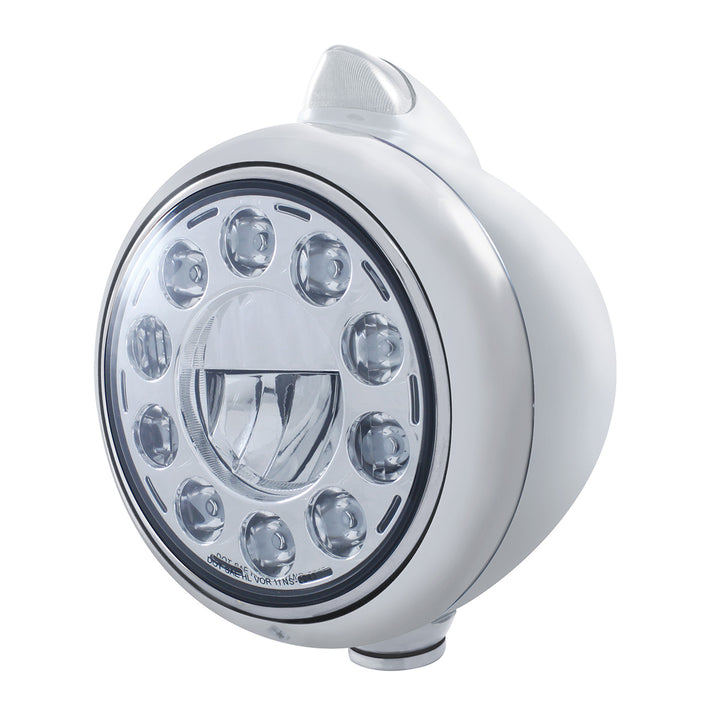 Chrome Guide 682-C Headlight 11 LED Bulb &amp; Original Style LED Signal - Clear Lens