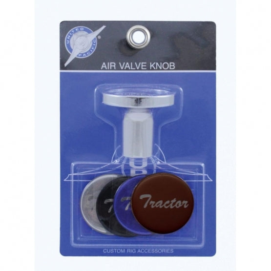 "Tractor" Chrome Aluminum Screw-On Air Valve Knob With Multi Color Glossy Sticker