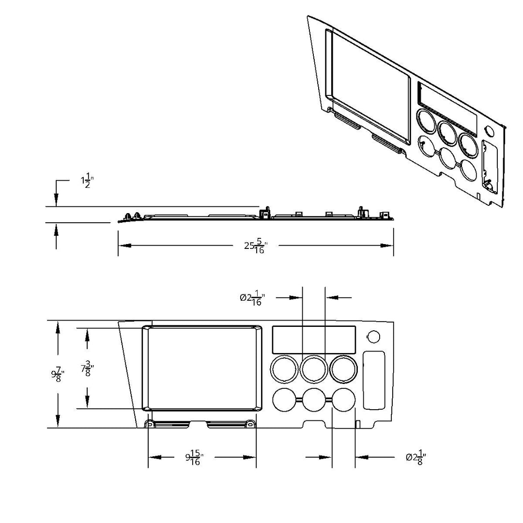 Chrome Center Dash Upper Panel For 2018-2023 Freightliner Cascadia