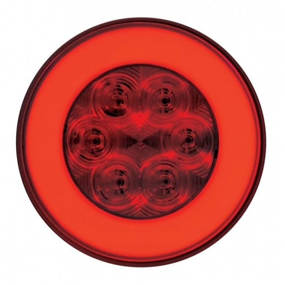 21 LED 4" Round GloLight (Stop, Turn &amp; Tail) - Red LED/Red Lens