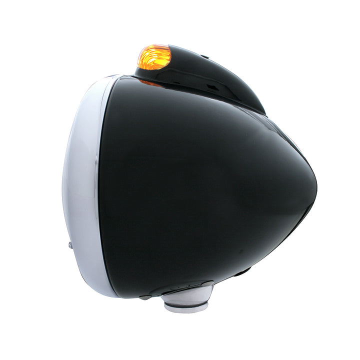 Black Guide 682-C Headlight H6024 &amp; Dual Mode LED Signal - Amber Lens