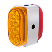 26 LED Dual Function Reflector Double Face Oval Light With SS Bracket - Amber & Red LED/Amber & Red Lens